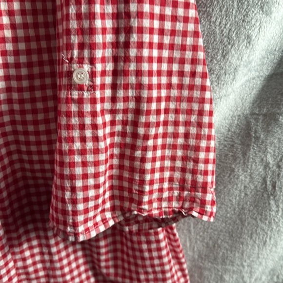 Catherines blouse top 1X plus size Red‎ White 3/4 Sleeve Button Down Shirt 16 18 - Picture 4 of 13